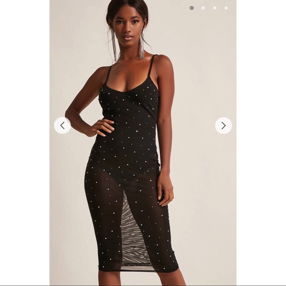 Iridescent Rhinestone Midi Dress